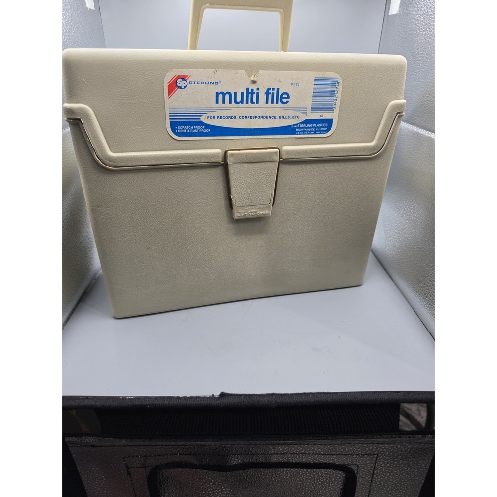 Vintage Sterling Plastics Multi File #274 Portable File Box Case Beige USA
